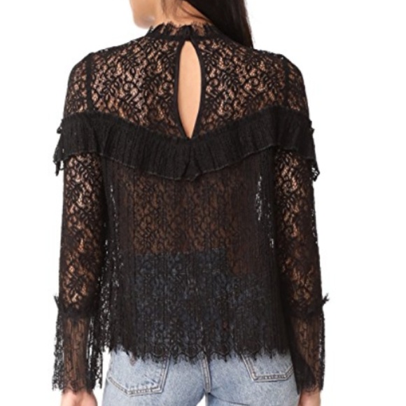 NWOT Saylor Mariella Pleated Lace Top - Picture 3 of 8
